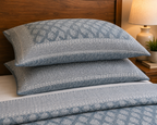 Slate Blue Buti Print Premium Cotton Bedsheet with Bordered 2 Pillow Covers
