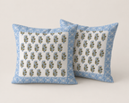 Neel Amber Hand Block Print Cushion Cover – 16x16 Inch | Floral Cotton Pillow Cover | Jaipur Artisan Design