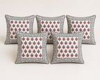Anaar Bagh Hand Block Print Cushion Cover – 16x16 Inch | Floral Cotton Pillow Cover | Jaipur Artisan Design