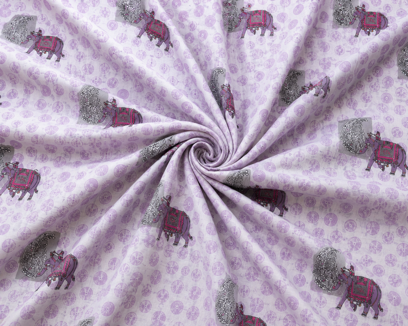 Maharaja Elephant Print Premium Cotton Double Bedsheet with 2 Pillow Covers (108x108 Super King Size)