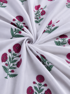 Gulabi Marigold Jaipuri Handblock Print Mulmul Cotton Bedsheet with 2 Pillow Covers (108x108 Super King Size)