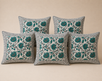 Malhar Hand Block Print Cushion Cover – 16x16 Inch | Floral Cotton Pillow Cover | Jaipur Artisan Design
