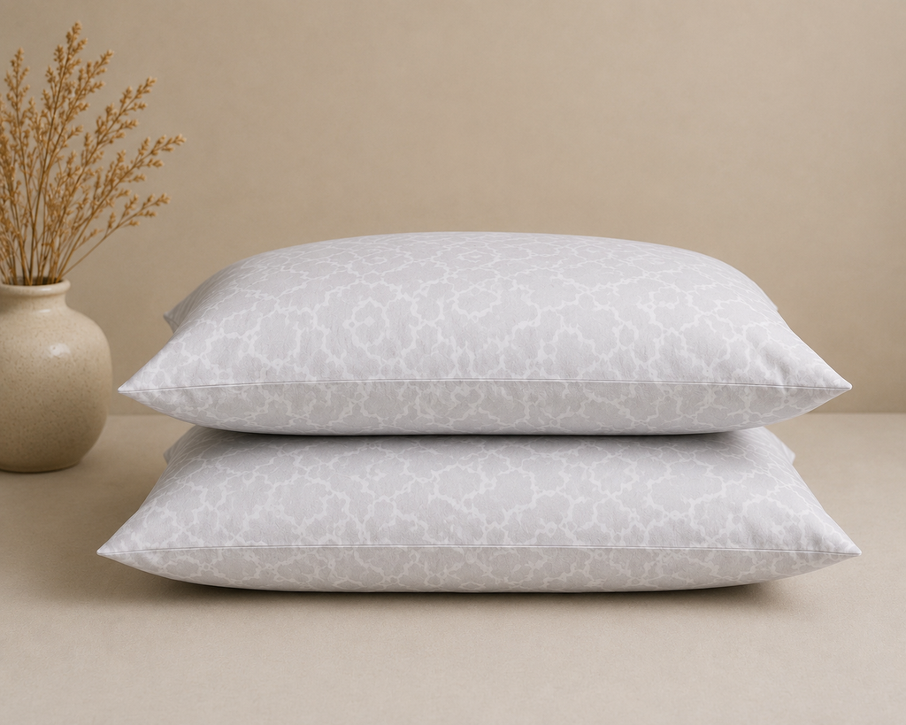 Super King Size Grey Trellis Premium cotton Bedsheet with 2 Pillow covers (108x108 inches)