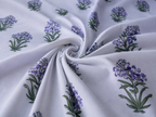 Lavender Buta Handblock Printed Mulmul Cotton Bedsheet with 2 Pillow Covers (108x108 Super King Size)