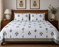 Vrindavan Vriksha Booti Cotton Bedsheet with 2 Pillow Covers | Premium Jaipuri Floral Print |(108x108 super king size)