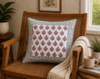 Anaar Bagh Hand Block Print Cushion Cover – 16x16 Inch | Floral Cotton Pillow Cover | Jaipur Artisan Design