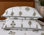 Vrindavan Vriksha Booti Cotton Bedsheet with 2 Pillow Covers | Premium Jaipuri Floral Print |(108x108 super king size)